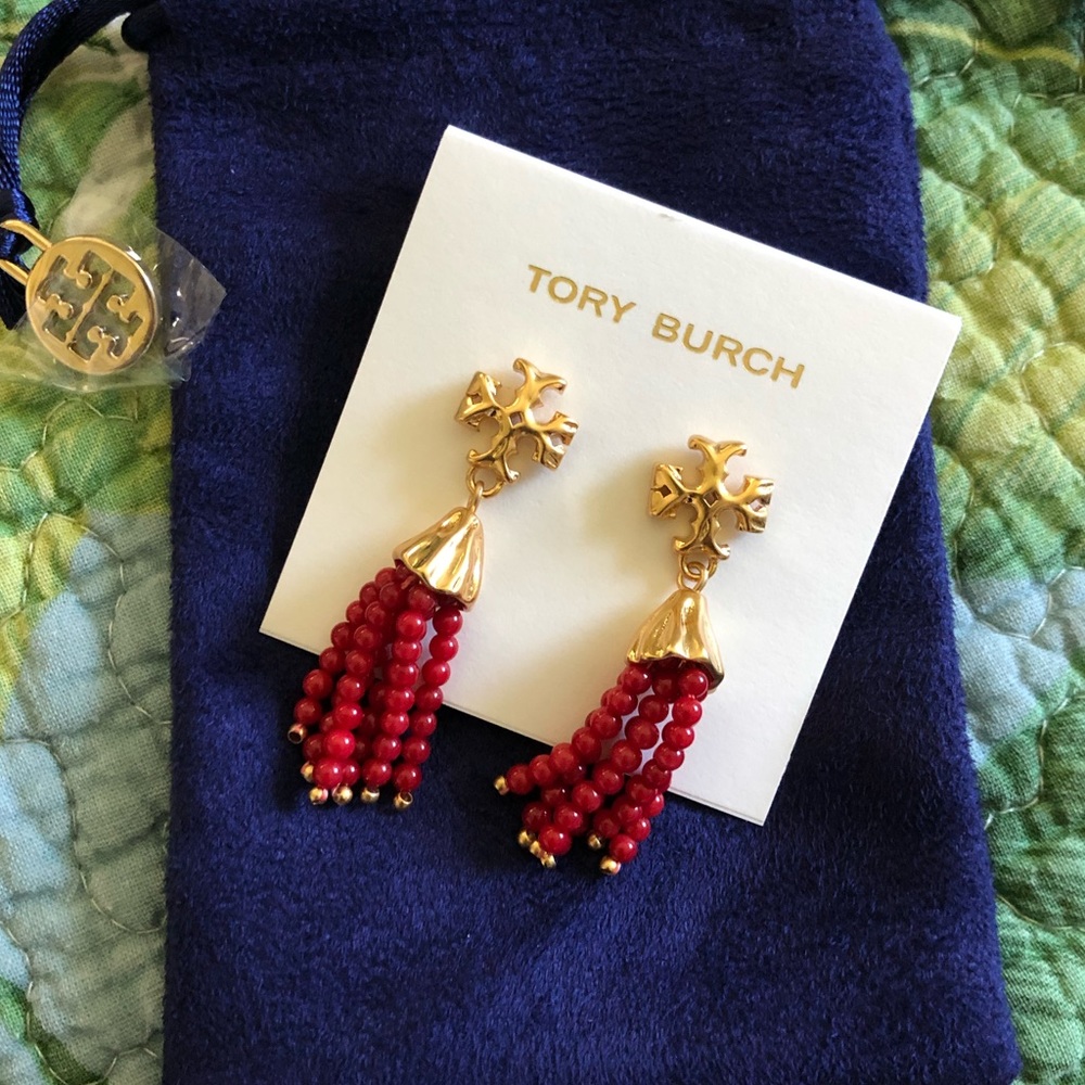 Tory Burch Red Tassel Earrings